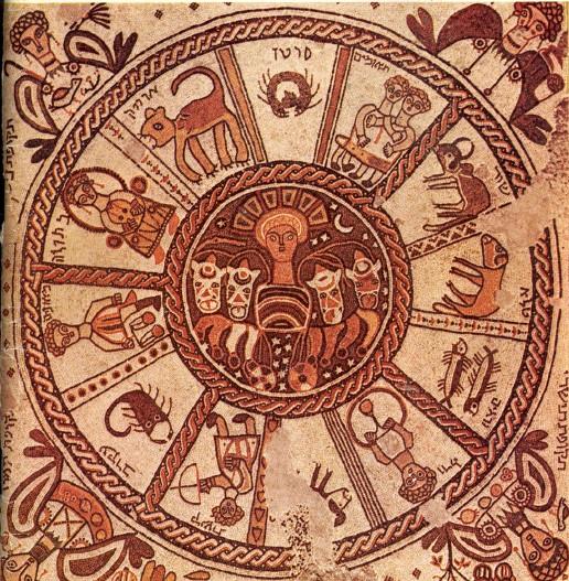 Мозаичный зодиак на полу центрального нефа. Фото: Википедия 