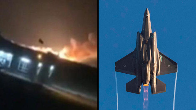 F-35 и место взрыва в Ираке. Фото: AFP