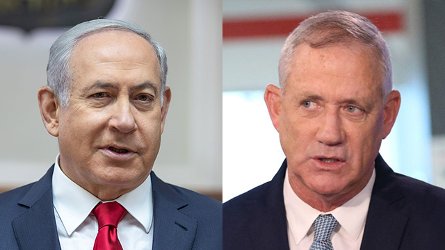 Benjamin Netanyahu and Benny Gantz (Photos: Emil Salman and Avi Moalem)