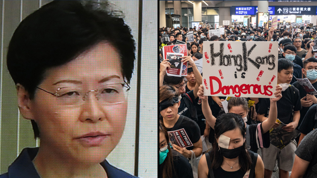 הפגנה מפגינים הונג קונג קארי לאם (צילום: AFP, gettyimages)