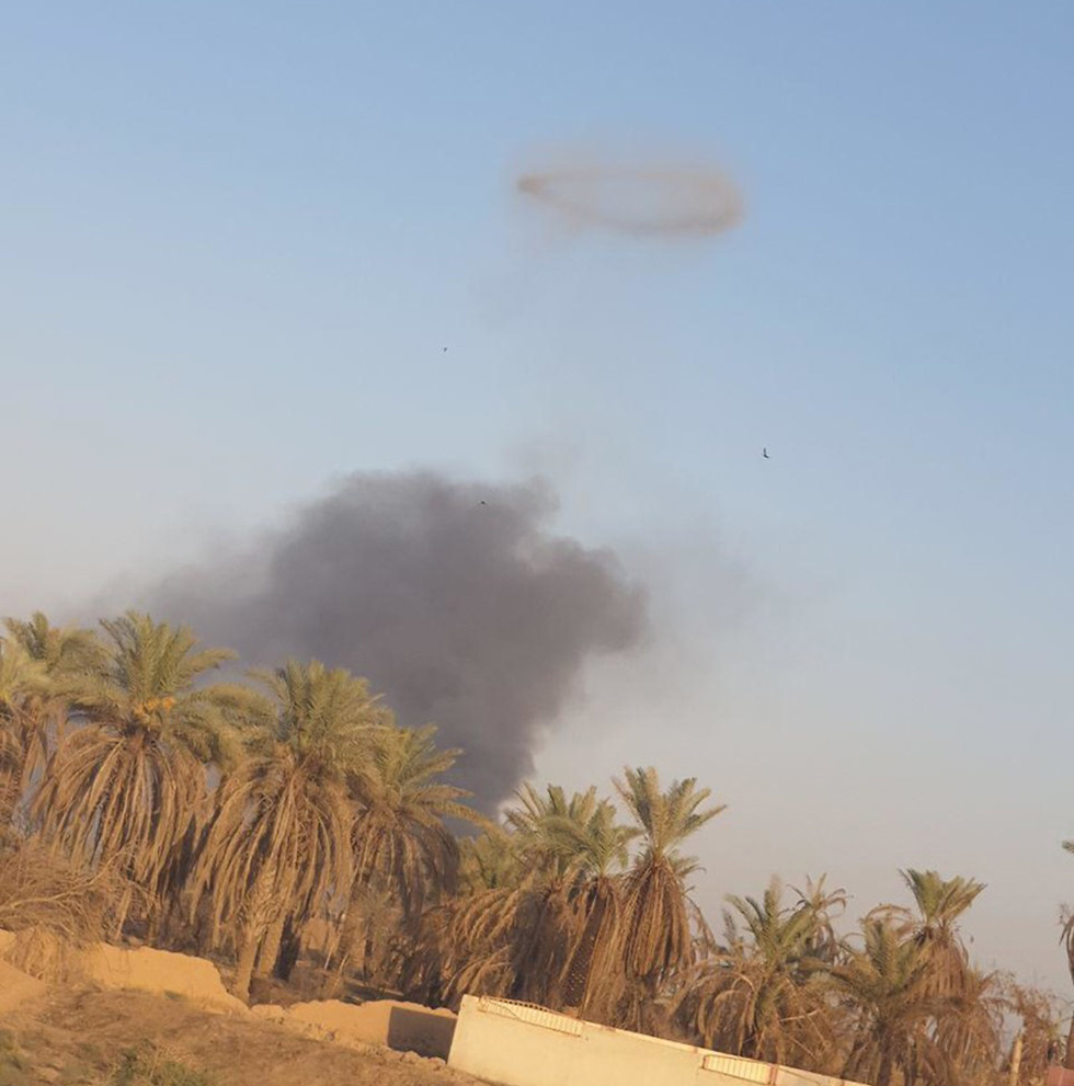 Smoke above the site attacked in Iraq