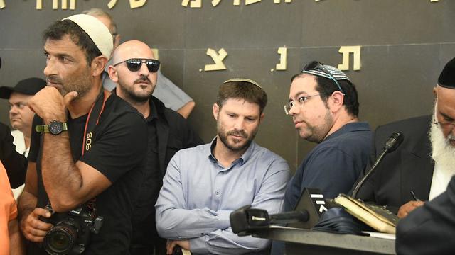 Minister Bezalel Smotrich at the funeral for Rina Shnerb  (Photo: Yair Sagi)
