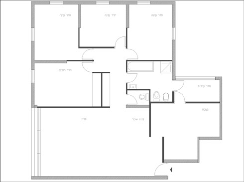 תוכנית הדירה, לפני השיפוץ (תכנית: תכנון ועיצוב פנים סורנה כפיר)