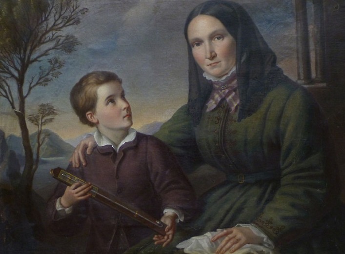 אהבה מנוכרת וקרה. ציור של הומבולדט בן עשר בערך, עם אמו האלמנה (צילום: מתוך ויקיפדיה)
