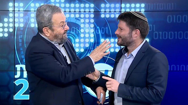 אהוד ברק ובצלאל סמוטריץ' באולפן ynet (צילום: אבי מועלם)