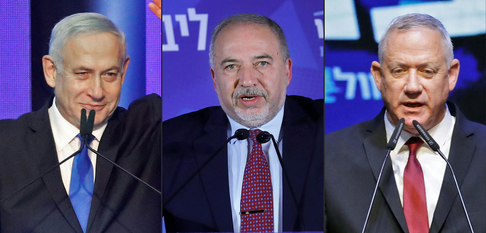 Биньямин Нетаниягу, Авигдор Либерман, Бени Ганц. Фото: AFP (צילום: AFP)