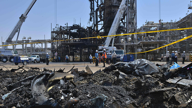Devastation at the Saudi oil facility hit by advanced drones (Photo: AFP)