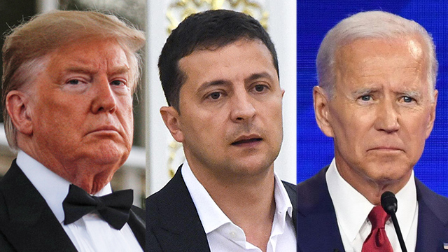 President Trump(Left) Volodymyr Zelensky, Joe Biden  (Photos: AFP, Getty Images and Reuters)