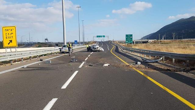 תאונה תאונת דרכים גבר בן 40 נפצע אנושות ב כביש 75 מהצ'ק פוסט ל כיוון יגור (צילום: משטרת ישראל)