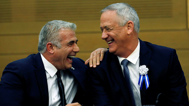 Blue and White leaders Benny Gantz and Yair Lapid (Photo: Reuters)
