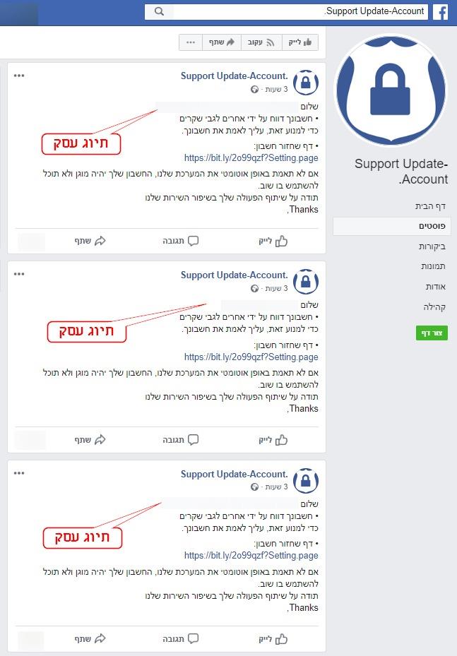 מתקפת פישינג פייסבוק (צילום מסך מפייסבוק)