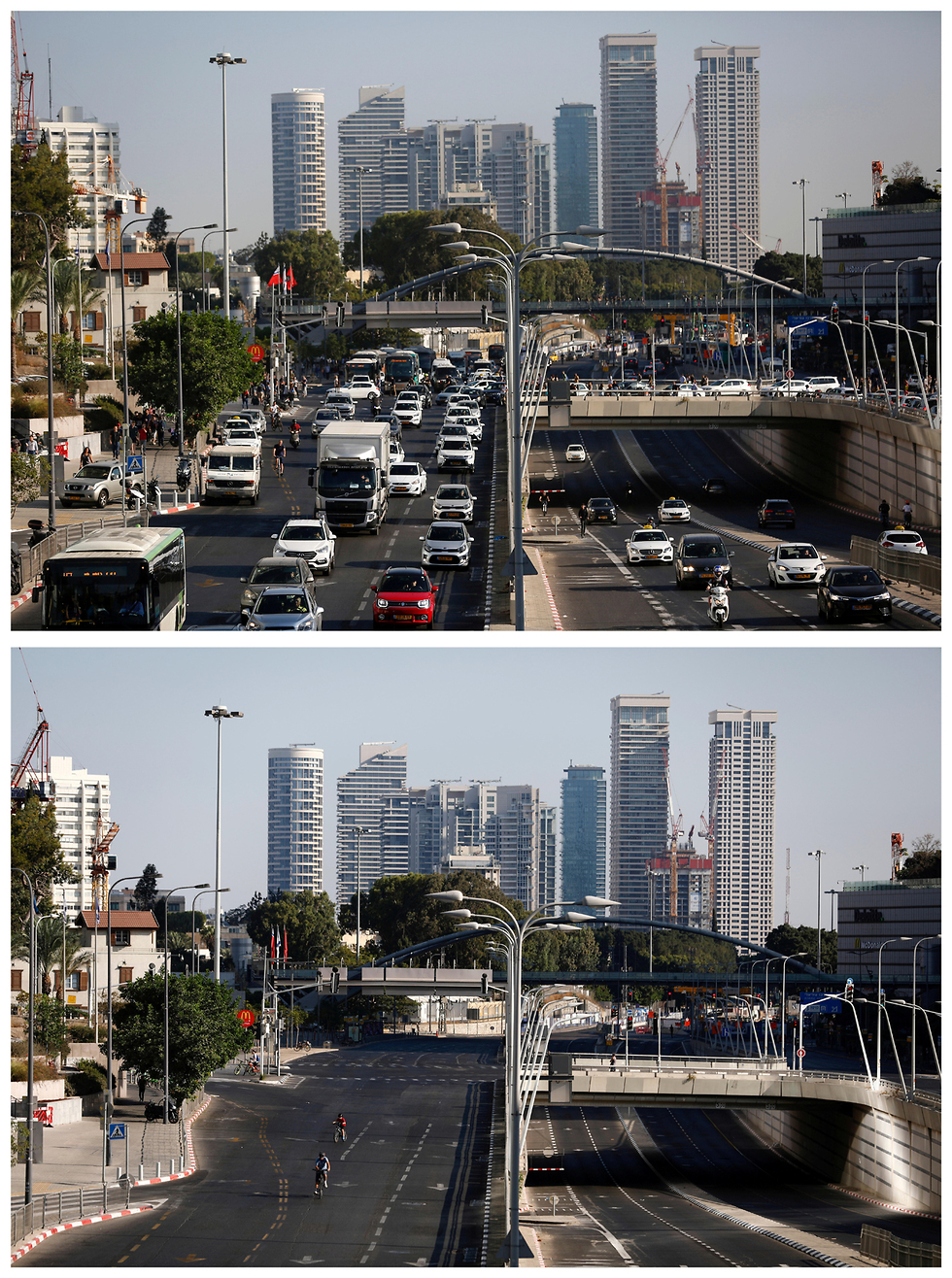 הכבישים בתל אביב לפני יום כיפור ובמהלך יום כיפור (צילום: רויטרס)