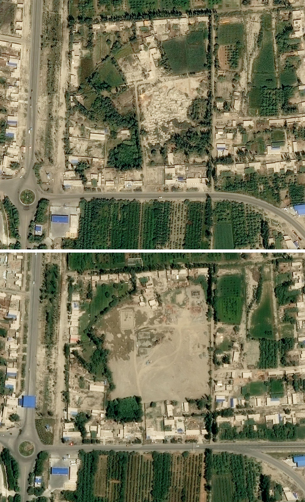 סין שינג'יאנג תמונות לוויין הרס לכאורה של בתי עלמין של מוסלמים אויגורים (צילום: AFP)