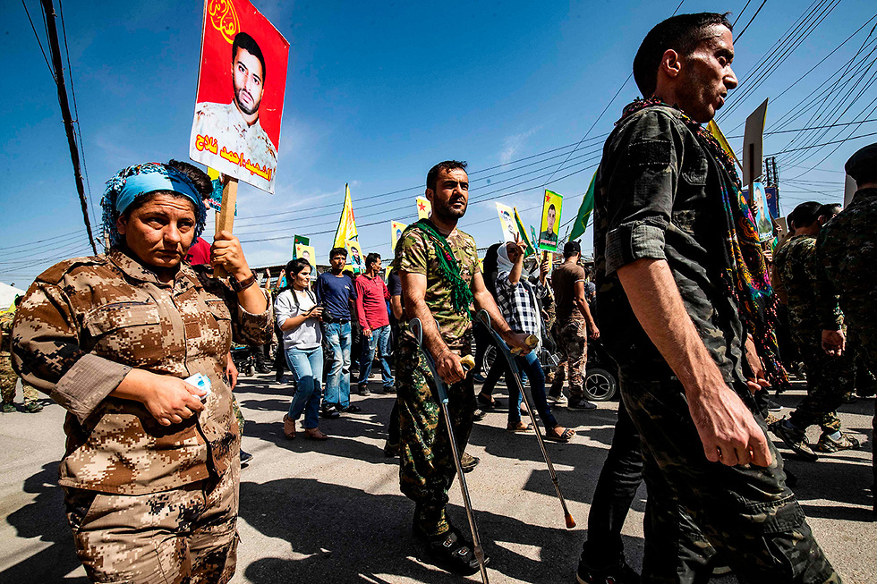 וטרנים ולוחמים צבא כורדים YPG מחאה מול מטה או