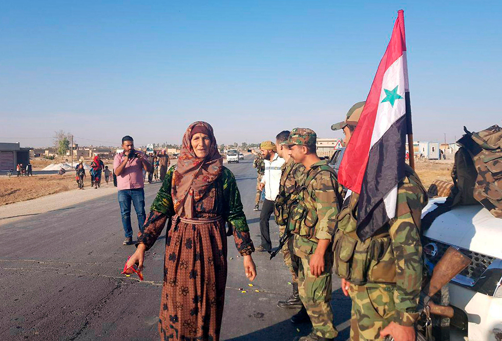 כורדים צפון סוריה חיילי צבא אסד בעיר תל תמר (צילום: AP ,SANA )