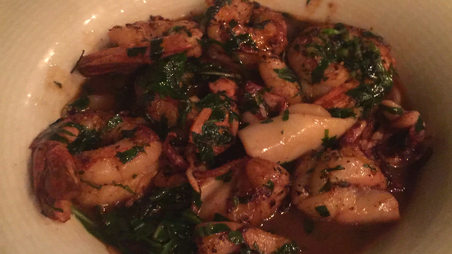 Shrimp and calamari with garlic, parsley, hot peppers and citrus peel
