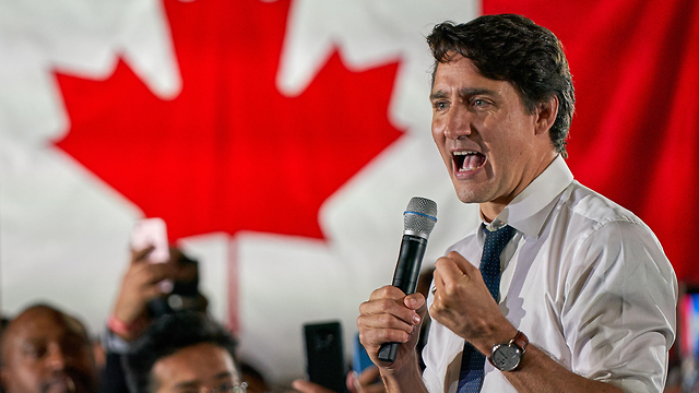 ראש ממשלת קנדה ג'סטין טרודו עצרת בחירות (צילום: EPA)