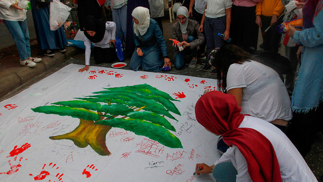 לבנון הפגנות מחאה צידון (צילום: AFP)