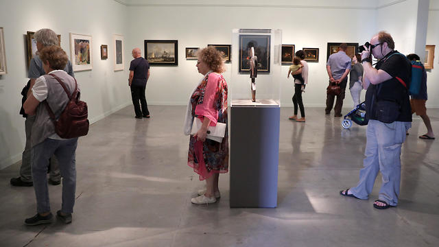 Visitors at the 'Fateful Choices Art from the Gurlitt Trove exhibition' at the Israel Museum in Jerusalem  