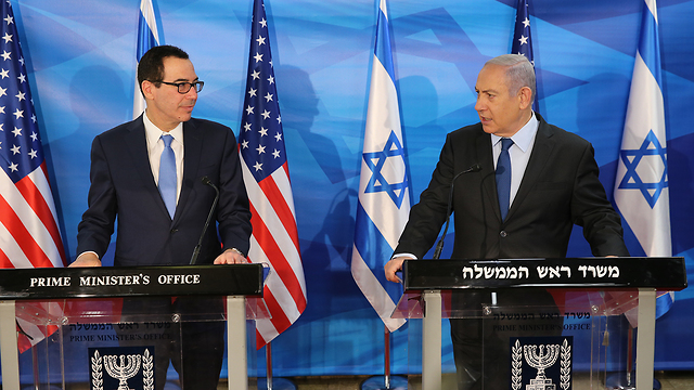 U.S. Secretary of Treasury Steven Mnuchin and Prime Minister Benjamin Netanyahu in Jerusalem (Photo: Amit Shabi) 