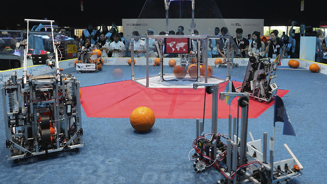 Teams compete during the FIRST Global Challenge, a robotics and artificial intelligence competition in Dubai, United Arab Emirates, Oct. 25, 2019