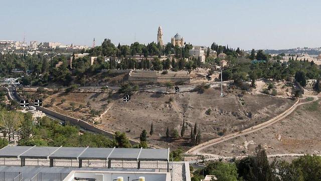 הדמיה של הרכבל בירושלים (צילום:  הרל