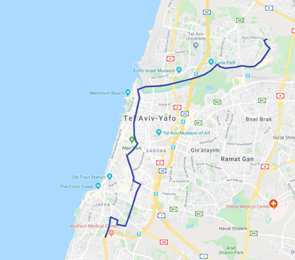Маршрут в Тель-Авиве