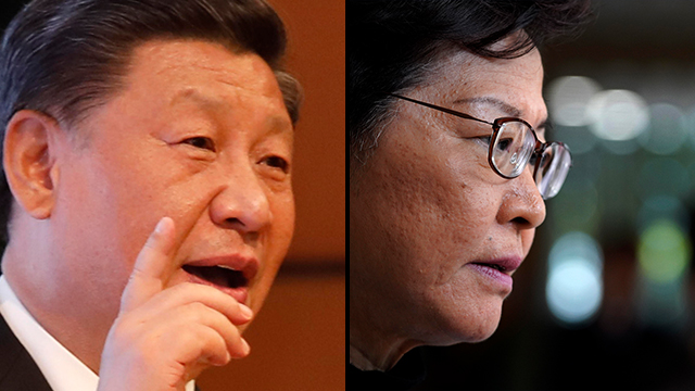 מנהיגת הונג קונג לאם ונשיא סין שי (צילום: AP)