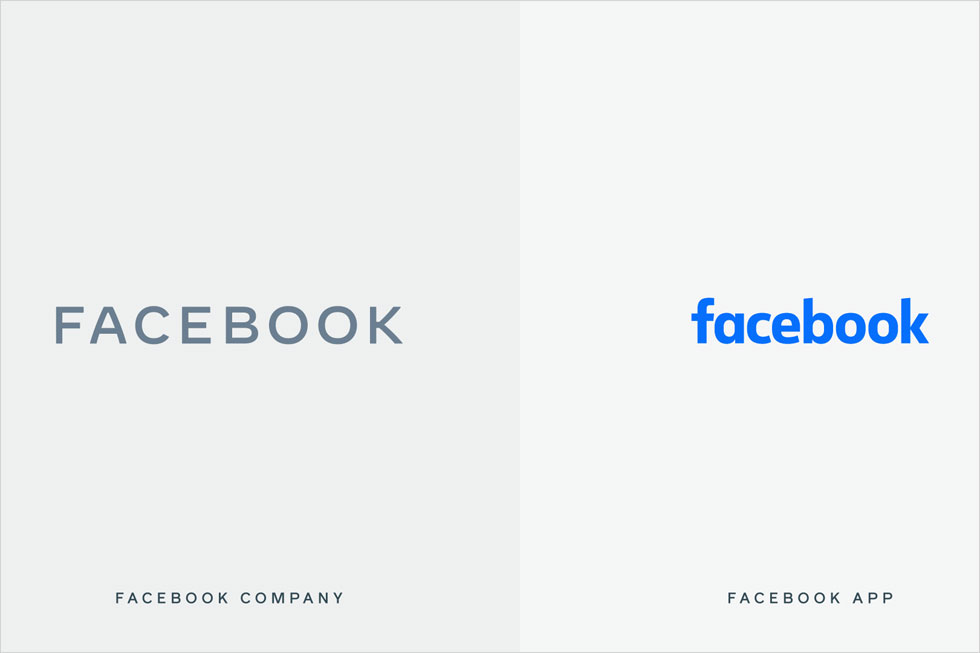 הלוגו הכחול הנצחי של פייסבוק (מימין) והחדש שיצא לדרך אמש. קפיצה דרמטית מבחינת פייסבוק, לא כ''כ מבחינת המשתמשים (צילום: מתוך newsroom.fb.com)