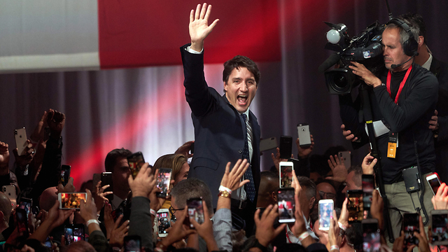 Canadian Prime Minister Justin Trudeau celebrates his re-election, October (Photo: EPA)