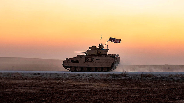 רכב צבאי אמריקני ב תל תאמר סוריה ליד גבול טורקיה (צילום: AFP)