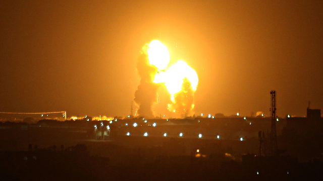 IDF strikes in Gaza following a rocket launch on Be'er Sheva on Saturday (Photo: AFP)