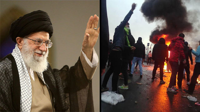 עלי חמינאי מפגינים הפגנות מחאה דלק איראן (צילום: AFP, רויטרס)