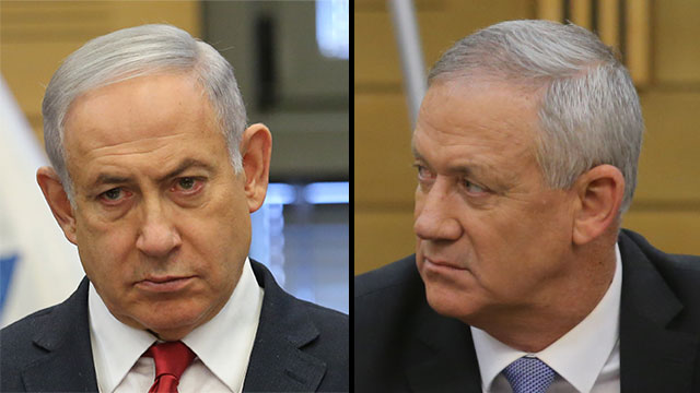Prime Minister Netanyahu and Blue and White leader Benny Gantz (Photo: Alex Kolomoisky)