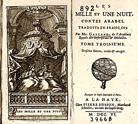 מהדורה פיראטית של תרגומו של גאלאן לצרפתית, שנת 1707