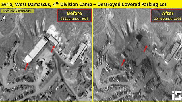 תיעוד של אתר נוסף שנהרס בתקיפה בסוריה בתוך מחנה דיוויזיה  (צילום: ImageSat International (ISI))