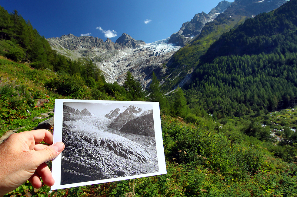 קרחונים שווייץ אז והיום (צילום: רויטרס)