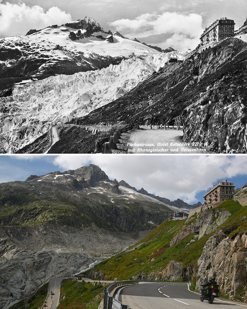 קרחונים שווייץ אז והיום (צילום: רויטרס)