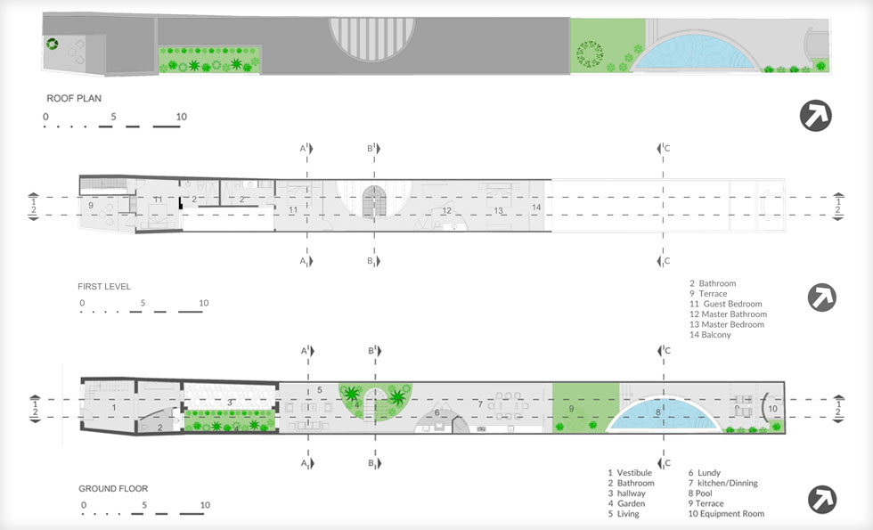 תוכניות הקומות, מהקרקע עד הגג (תוכנית: Taller Estilo Arquitectura)