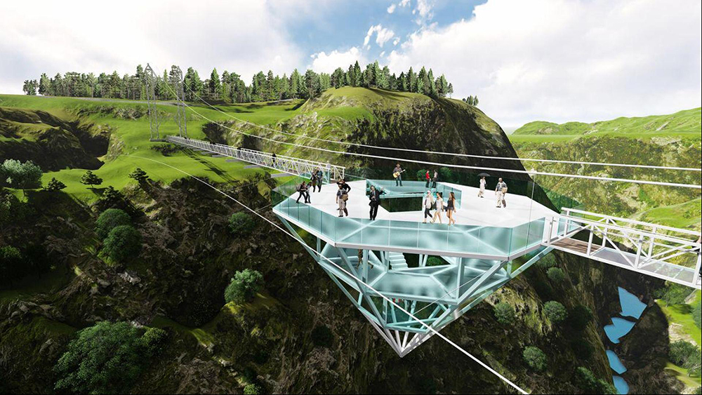 Проектная иллюстрация: стеклянный мост в Дашбаши