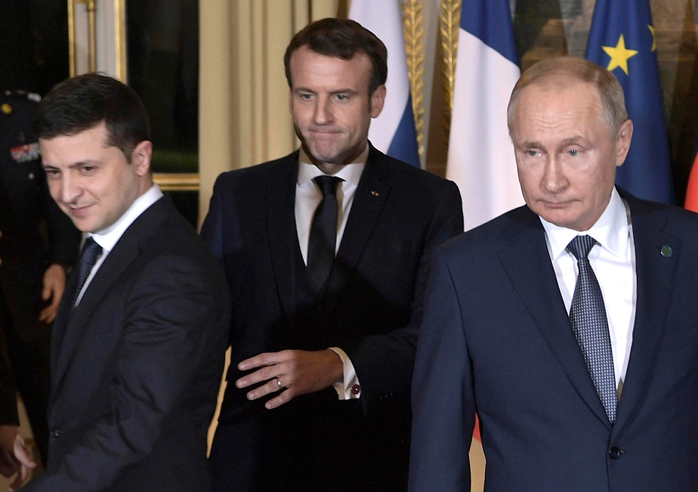 Зеленский, Макрон и Путин. Фото: АР