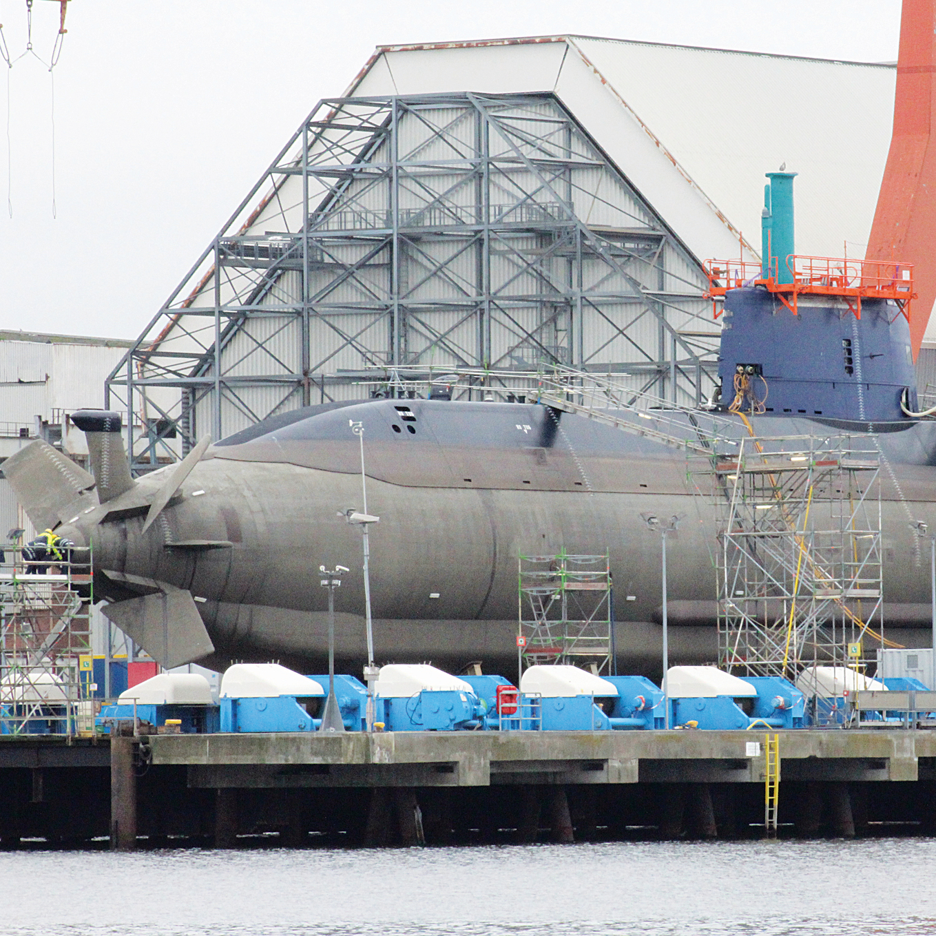 הצוללת אח"י רהב בעת בנייתה במספנה השייכת לטיסנקרופ, 2013. “אלה סודות מדינה" | צילום: אי-פי-אי