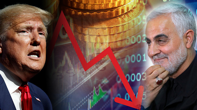 קאסם סולימאני ודונלד טראמפ. חיסול סולימאני מפיל את הבורסות ברחבי העולם (צילום: AFP, Shutterstock ורויטרס)