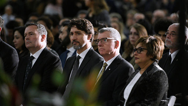ראש ממשלת קנדה ג'סטין טרודו בטקס לזכר הנספים בהתרסקות המטוס האוקראיני (צילום: רויטרס)
