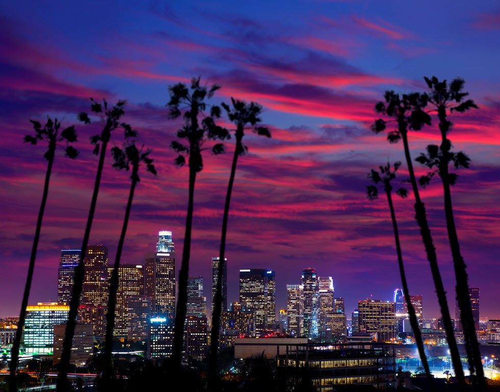 שקיעה צבעונית בלוס אנג'לס (צילום: shutterstock)