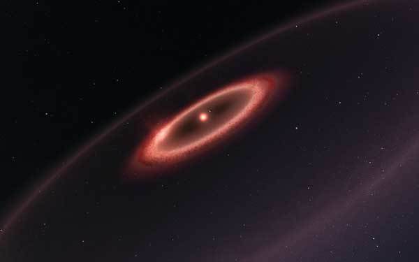 מערכת מורכבת. הדמיה של הטבעת הגדולה סביב פרוקסימה קנטאורי  (איור: ESO / M. Kornmesser)
