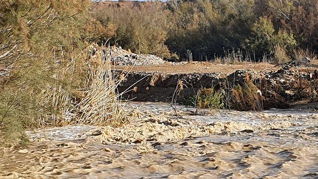 Вода залила дорогу в Галилее. Фото: Барам Эфраим