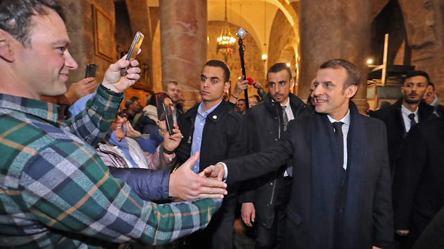 עמנואל מקרון נשיא צרפת ב ביקור ב ירושלים (צילום: AFP)