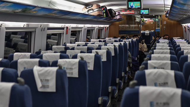 סין רכבת כמעט ריקה מ שנגחאי ל ווהאן חגיגות השנה החדשה נגיף קורונה (צילום: AFP)