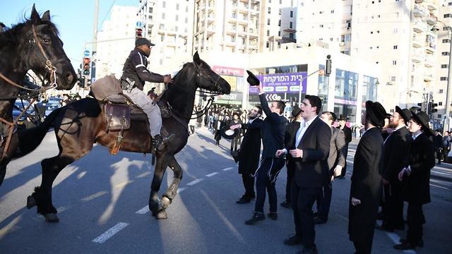 Демонстрация ультраортодоксов в Иерусалиме. Фото: пресс-служба полиции